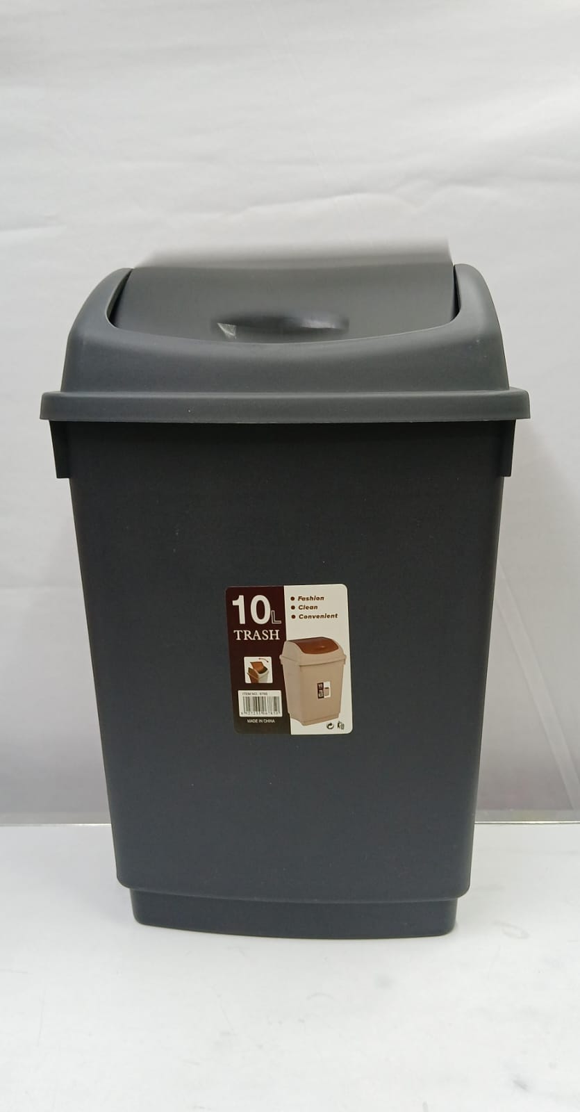 10 Litre Plastic Trash Bin – Compact Waste Basket with Swing Lid for Kitchen, Bathroom, Office or Bedroom, Durable Easy Clean Garbage Container