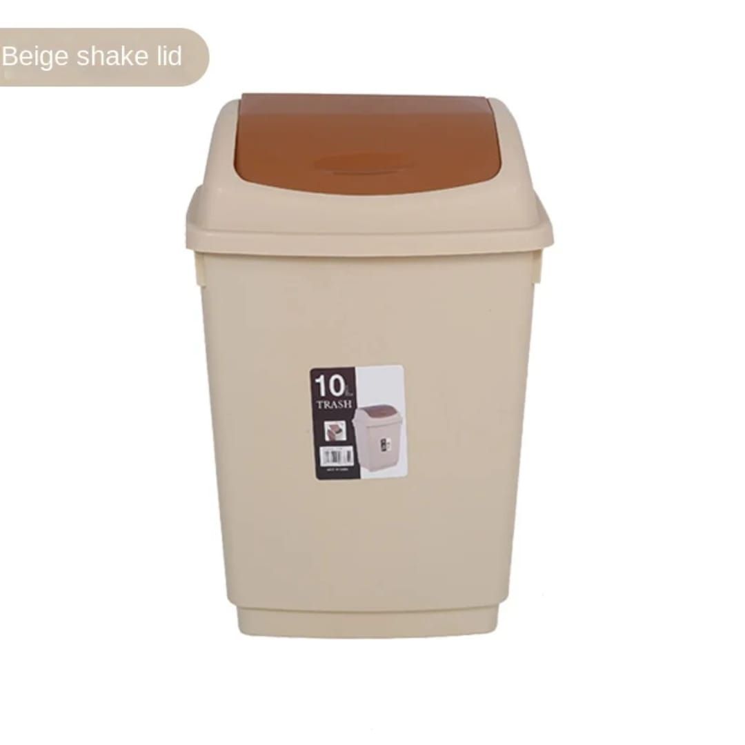 10 Litre Plastic Trash Bin – Compact Waste Basket with Swing Lid for Kitchen, Bathroom, Office or Bedroom, Durable Easy Clean Garbage Container