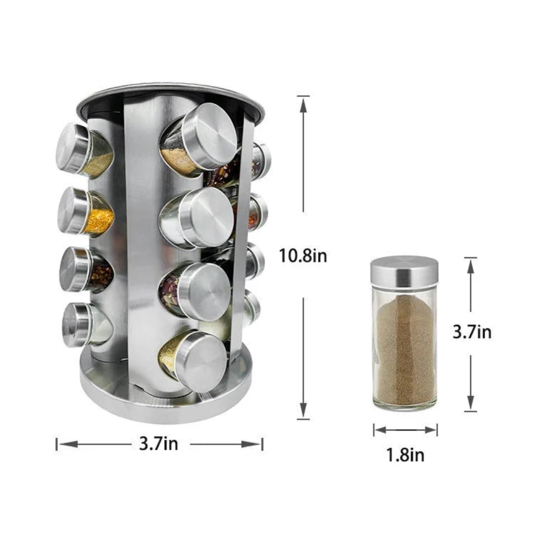 16 Heads Rotating Seasoning and Spice Rack – 360 Degree Revolving Countertop Organizer for Spice Jars, Condiments and Cooking Ingredients in Kitchen