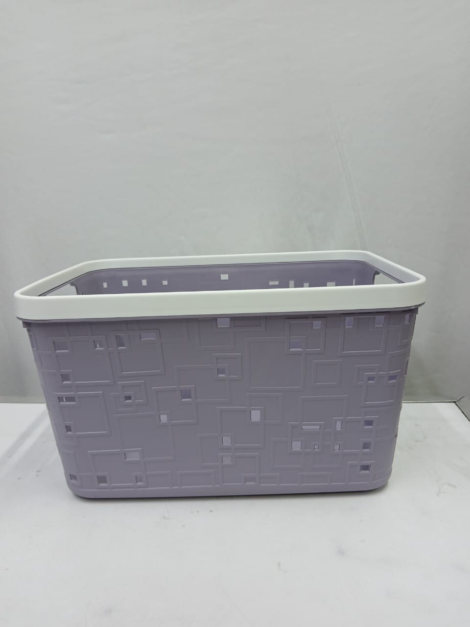 Large Binded Plastic Storage Basket 31x21.5x17.5cm – Sturdy Organizer Bin for Kitchen Shelves, Pantry, Bathroom Cabinets and Home Storage Solutions