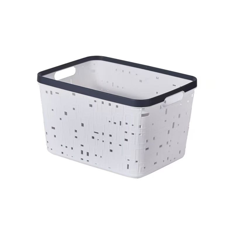 Large Binded Plastic Storage Basket 31x21.5x17.5cm – Sturdy Organizer Bin for Kitchen Shelves, Pantry, Bathroom Cabinets and Home Storage Solutions
