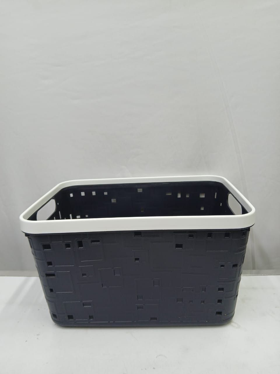 Large Binded Plastic Storage Basket 31x21.5x17.5cm – Sturdy Organizer Bin for Kitchen Shelves, Pantry, Bathroom Cabinets and Home Storage Solutions