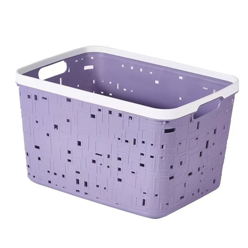 Large Binded Plastic Storage Basket 31x21.5x17.5cm – Sturdy Organizer Bin for Kitchen Shelves, Pantry, Bathroom Cabinets and Home Storage Solutions