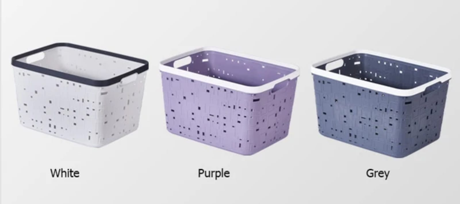 Large Binded Plastic Storage Basket 31x21.5x17.5cm – Sturdy Organizer Bin for Kitchen Shelves, Pantry, Bathroom Cabinets and Home Storage Solutions