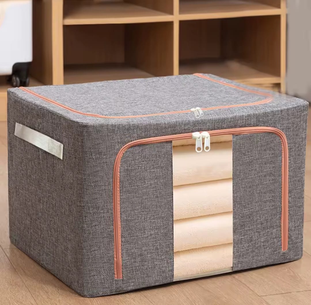 100 Litre Zipped Storage Box Wardrobe Organiser – 42x60x40cm Large Fabric Closet Storage Container for Clothes, Bedding, Blankets and Seasonal Items