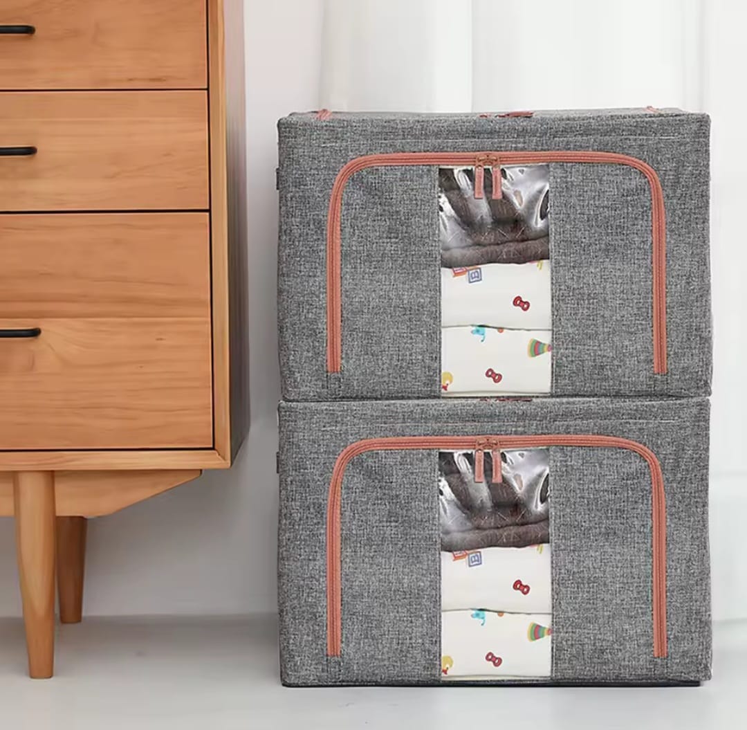 100 Litre Zipped Storage Box Wardrobe Organiser – 42x60x40cm Large Fabric Closet Storage Container for Clothes, Bedding, Blankets and Seasonal Items