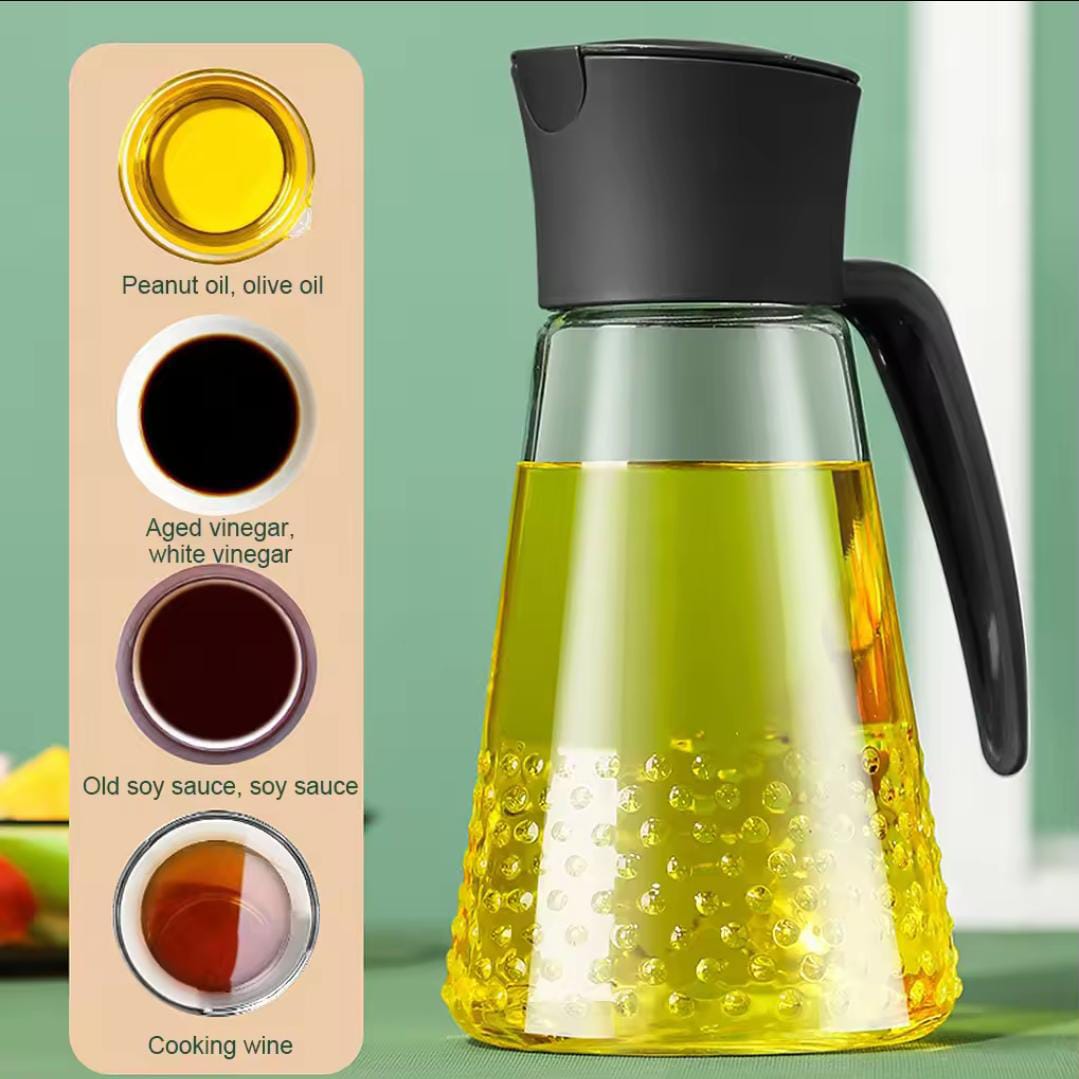 630ml Oil Dispenser – Glass Kitchen Oil Bottle with Precision Pour Spout for Cooking Oil, Olive Oil, Vinegar and Salad Dressing