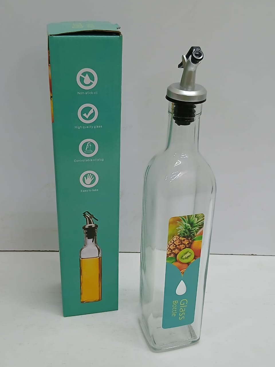 Automatic Borosilicate Kitchen Oil Dispenser – 500ml Glass Bottle with Precision Pour Spout for Cooking Oil, Vinegar and Salad Dressing