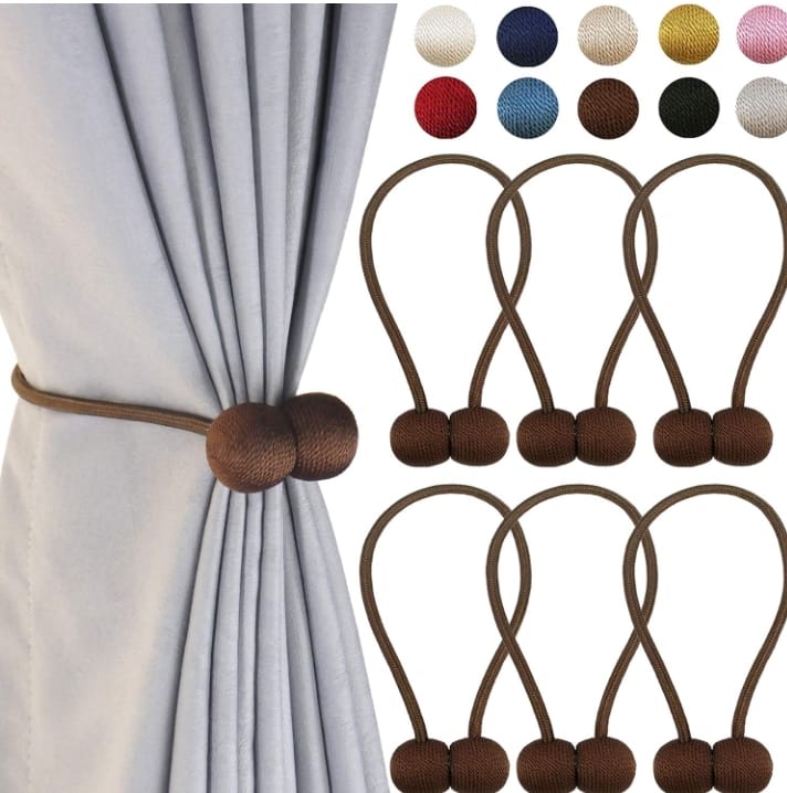 High Quality 2-Piece Pair of Magnetic Home and Office Curtain Tie Back Holder – Strong Magnets for Securely Holding Drapes and Curtains Open