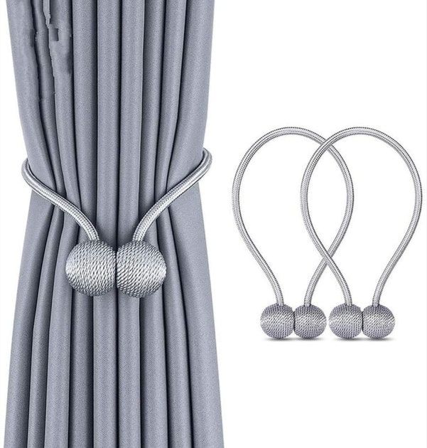 High Quality 2-Piece Pair of Magnetic Home and Office Curtain Tie Back Holder – Strong Magnets for Securely Holding Drapes and Curtains Open