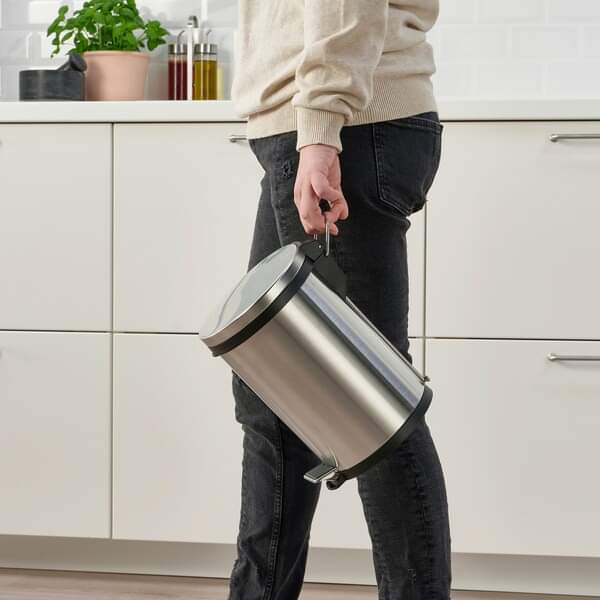 Stainless Steel Pedal Dust Bin with Plastic Inner Bucket – Hands-Free Trash Can for Home and Office Use with Removable Inner Bucket for Easy Cleaning