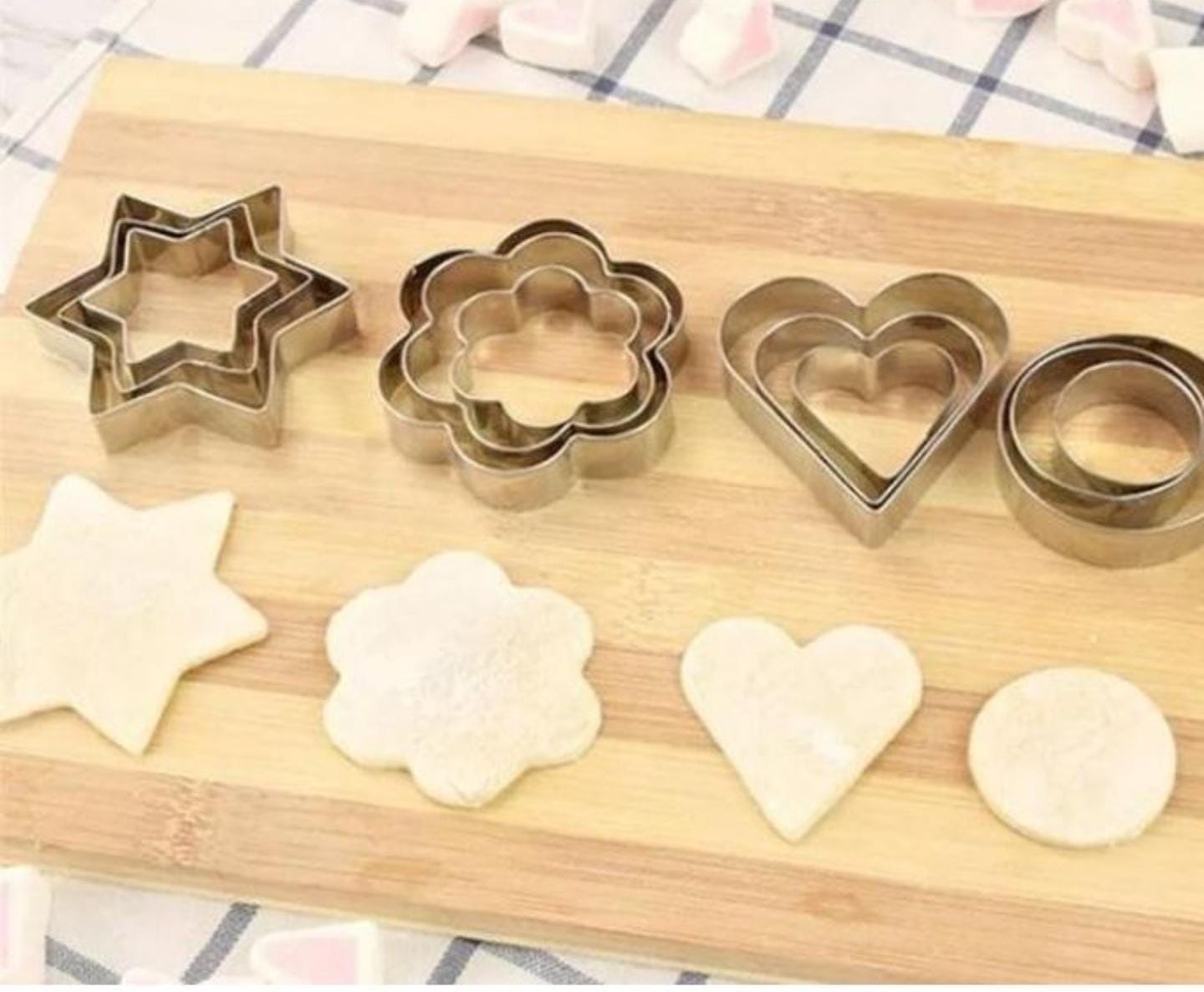 12 Pieces Different Shapes Aluminum Kitchen Cookies Cutter Set – Assorted Metal Cookie Cutters for Baking and Shaping Dough in Various Designs
