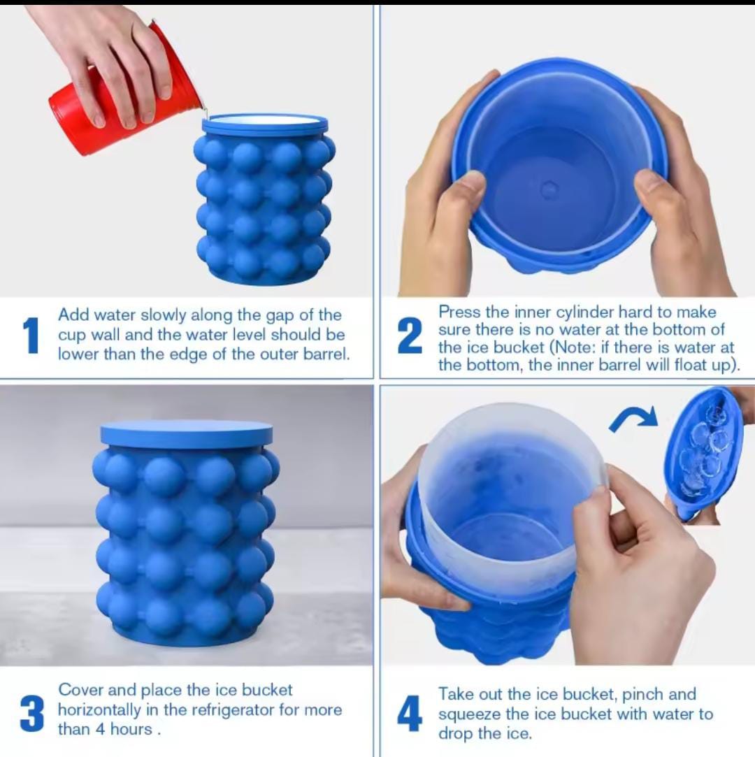 Portable Silicone Ice Cube Mold Maker, Non-Leakable Kitchen Ice Tray, Flexible Reusable Ice Maker for Home Use, Easy Release Ice Cube Tray for Drinks and Cooling