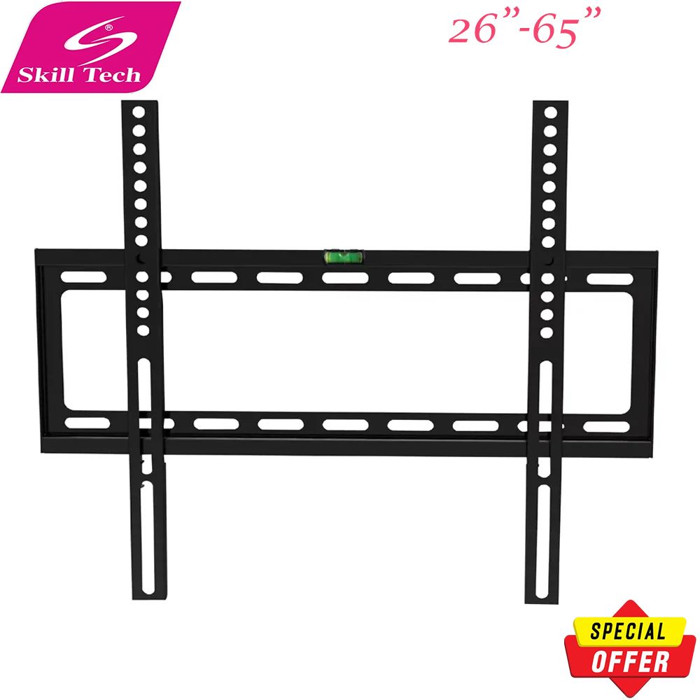 TV Wall Mount TV Stand 26″-65″ Skill Tech Steel Material Fixed Solid Wall mount suitable for 26 inch to 65 inch Tv, load capacity of 45kg, flat panel tv wall mount ( SH-45F )