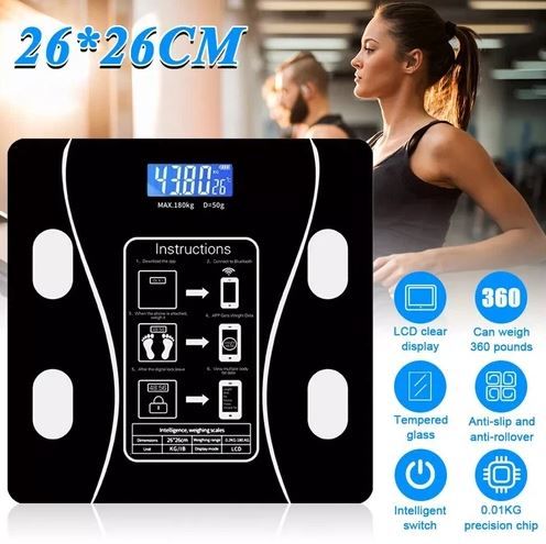 Wireless Electronic Digital Body Fat Weighing Scale weigh Scale Bluetooth Smart BMI Monitor 180KG With Temperature Check Intelligent App weight loss tracker