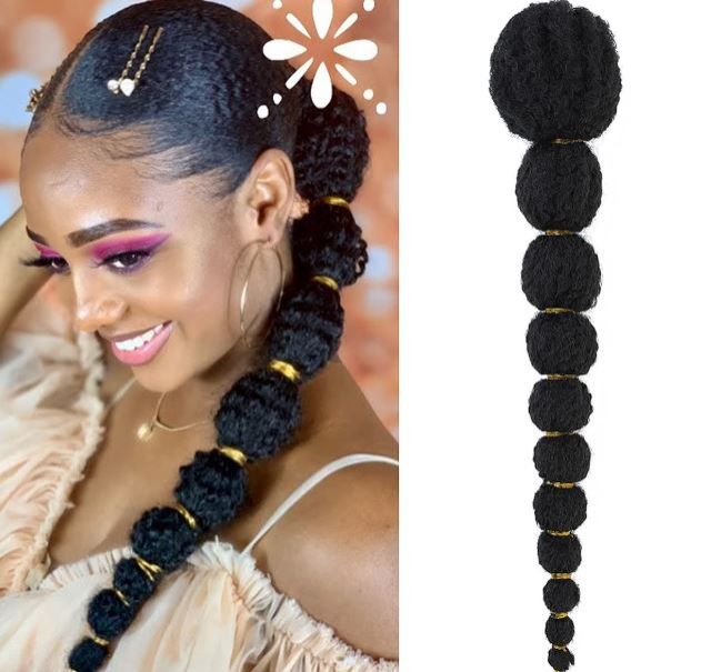 Bubble Natural hair Ponytail Extension long black kinky curly lantern afro Black hair extension