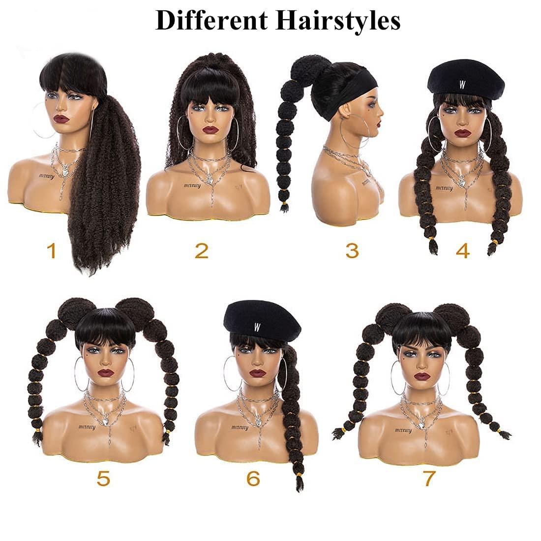 Bubble Natural hair Ponytail Extension long black kinky curly lantern afro Black hair extension