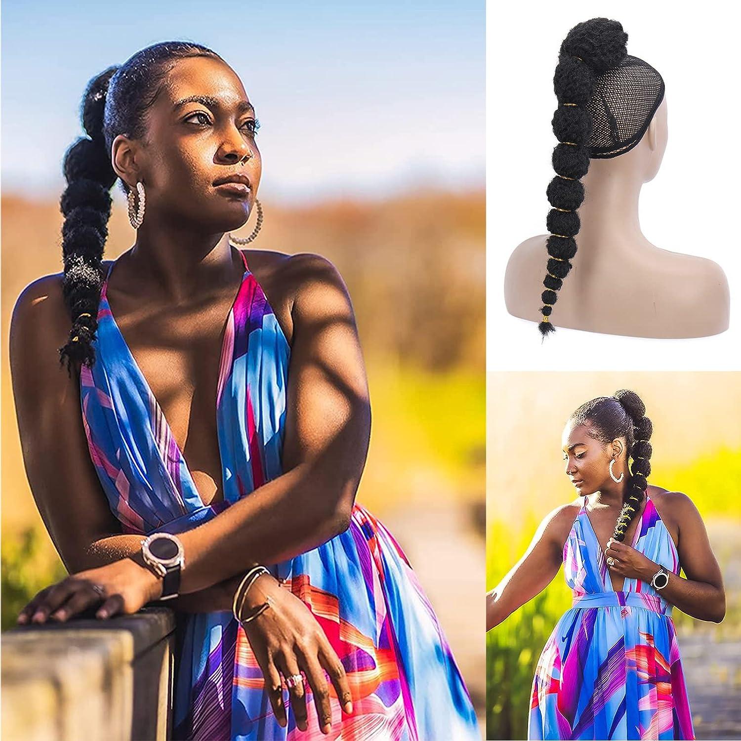 Bubble Natural hair Ponytail Extension long black kinky curly lantern afro Black hair extension