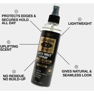Ebin Wonder Lace Bond Lace Melt Spray Extreme Firm Hold adhesive wig melting spray