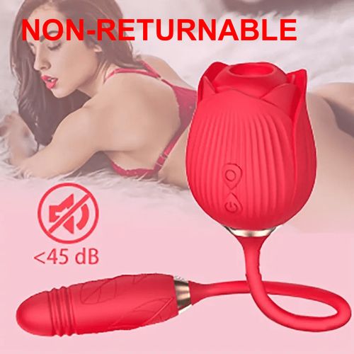 Rose Sucking Vibrator DUAL Stimulator Dildo Sex Toy Clitoris NIPPLE SUCKER Thrusting Dildo - Women