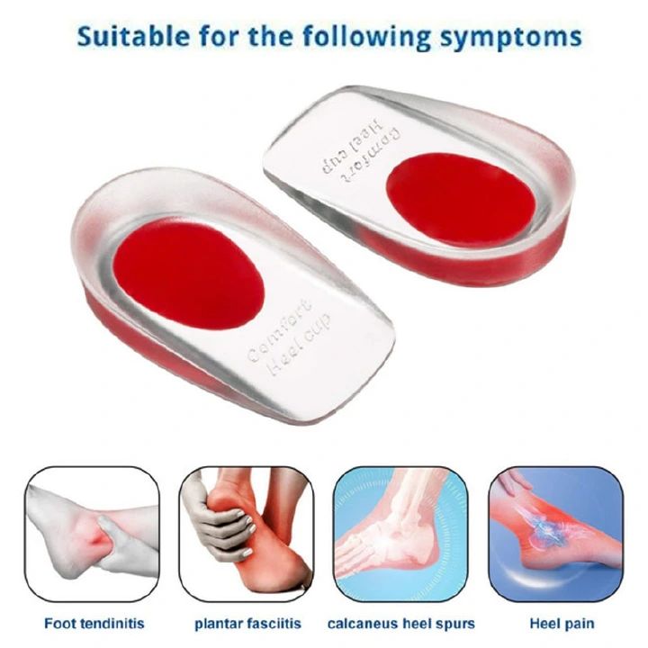 Silicone Insoles Heel Cushion For Feet Soles Relieve Foot Pain Protectors Spur RED