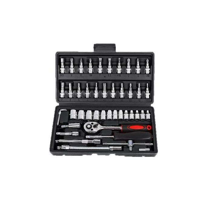 46pcs Professional Auto Repair Toolbox Kit Socket Wrench Ratchet Combination Complete Set Of Multifunctional Tools And Accessory