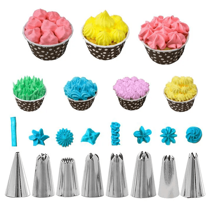 20Pcs/Set DIY Cake Set Decorating Tools Flower Icing Piping Nozzle Piping Bag Pastry Spouts Cream Cupcake Tips Cupcake Cookies Couplers Baking Accessories
