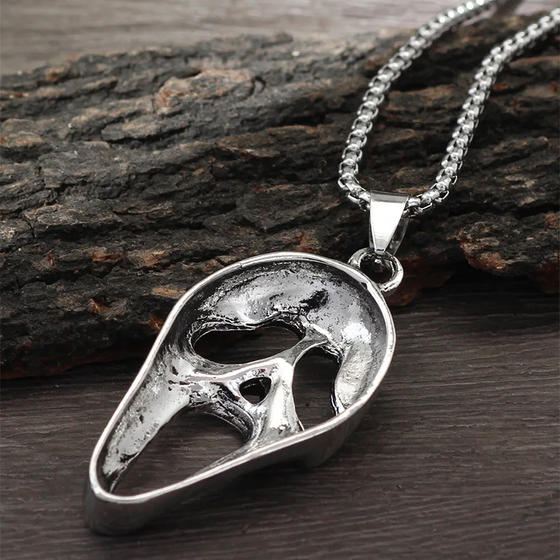 Exaggerated Retro Hollow Skull Face Pendant Stainless Steel Necklace Men Hip Hop Punk Cook Fashion Jewelry Gifts