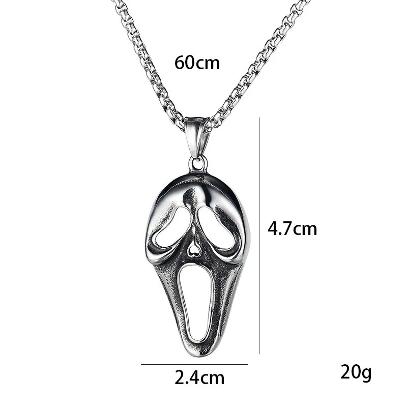 Exaggerated Retro Hollow Skull Face Pendant Stainless Steel Necklace Men Hip Hop Punk Cook Fashion Jewelry Gifts