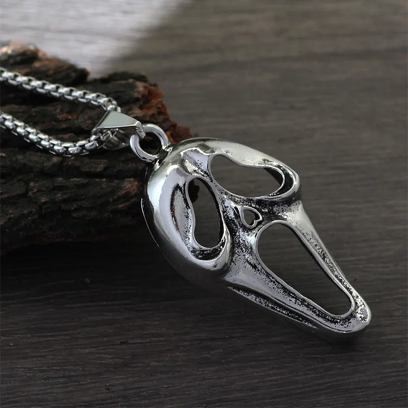 Exaggerated Retro Hollow Skull Face Pendant Stainless Steel Necklace Men Hip Hop Punk Cook Fashion Jewelry Gifts