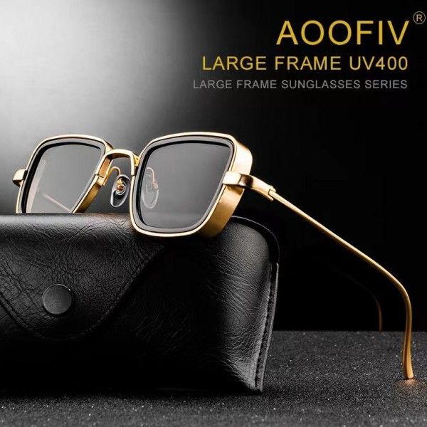 Sunglasses Square Frame Vintage Thick Rim Metal Sunglasses For Men