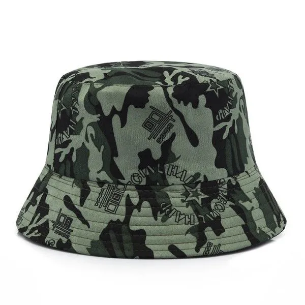 Women Men Camo Fisherman Hat Breathable Sunscreen Hiking Basin Hat Art Casual Large Brimmed Visor Bucket Hats