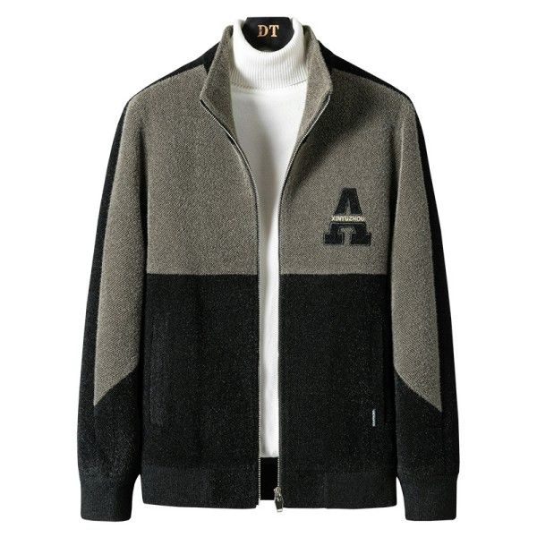 Men's Fine Work Color Matching Fashion Coat Stand Collar Splicing Casual Thick Warm Jacket Jackets & Coats