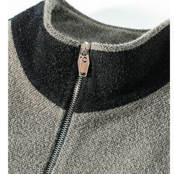 Men's Fine Work Color Matching Fashion Coat Stand Collar Splicing Casual Thick Warm Jacket Jackets & Coats