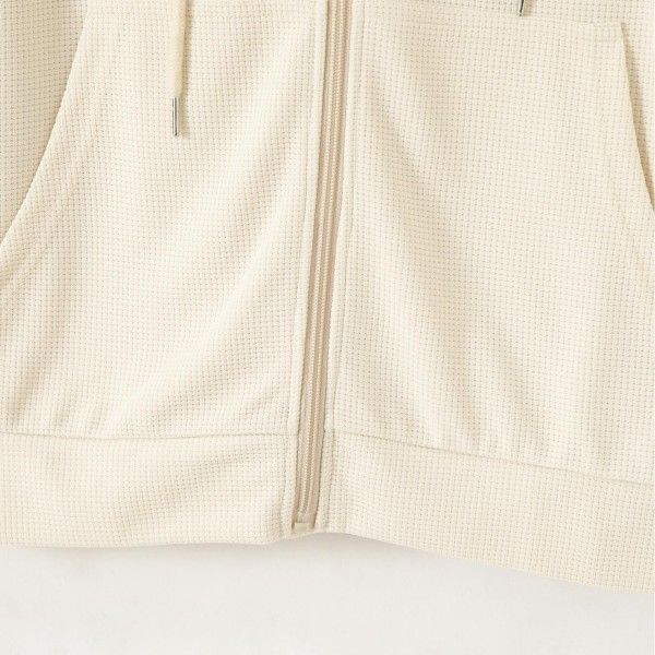 Men's Waffle Solid Color Pocket Zipper Long-Sleeved Jacket Jacket Hoodie Sweatshirts & Hoodies