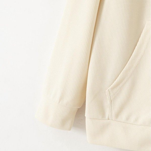 Men's Waffle Solid Color Pocket Zipper Long-Sleeved Jacket Jacket Hoodie Sweatshirts & Hoodies