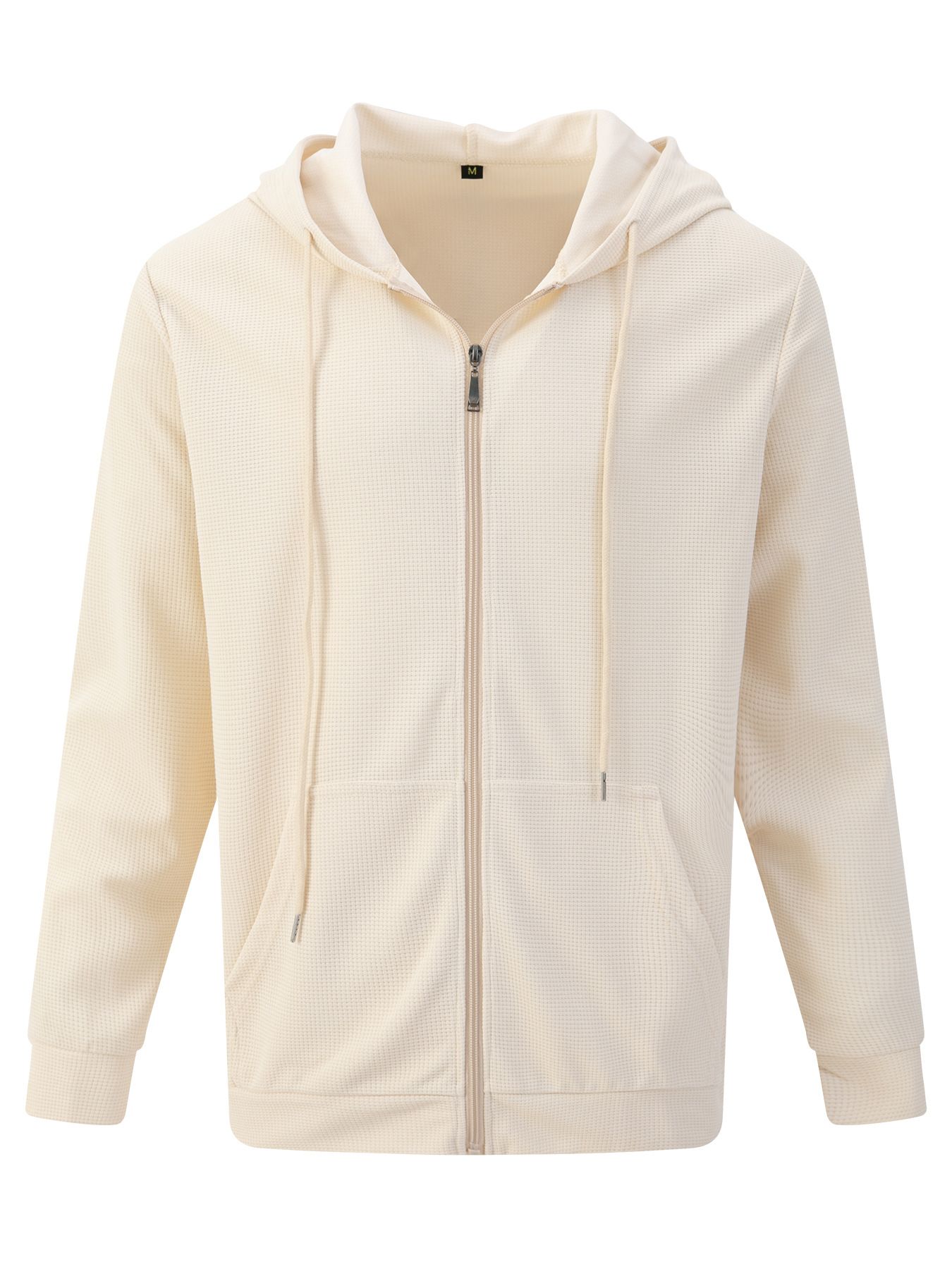 Men's Waffle Solid Color Pocket Zipper Long-Sleeved Jacket Jacket Hoodie Sweatshirts & Hoodies
