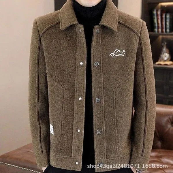 Single-Breasted Fashion Woolen Coat New Tweed Lapel Jacket For Men Jackets & Coats