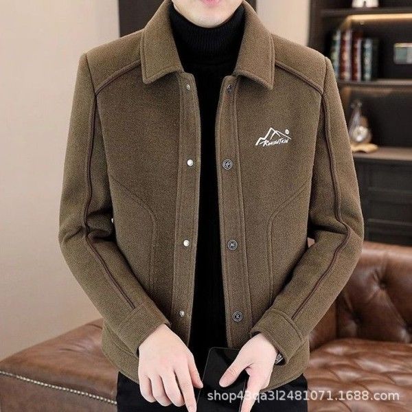 Single-Breasted Fashion Woolen Coat New Tweed Lapel Jacket For Men Jackets & Coats