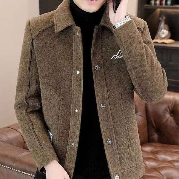 Single-Breasted Fashion Woolen Coat New Tweed Lapel Jacket For Men Jackets & Coats