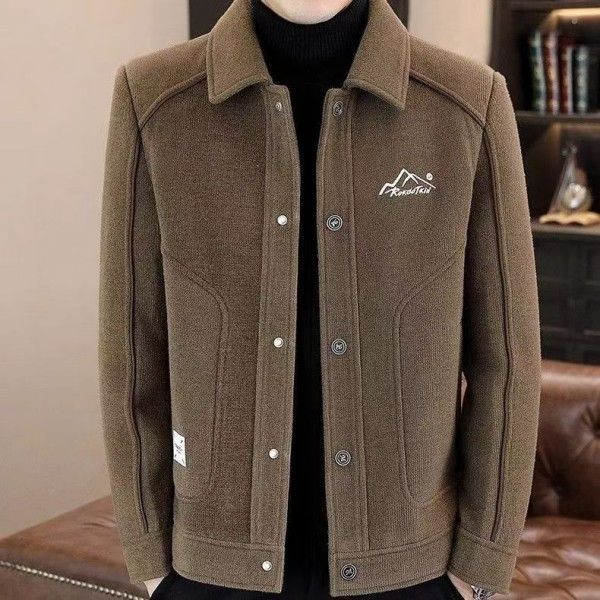 Single-Breasted Fashion Woolen Coat New Tweed Lapel Jacket For Men Jackets & Coats