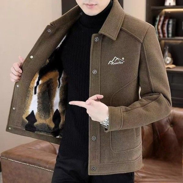 Single-Breasted Fashion Woolen Coat New Tweed Lapel Jacket For Men Jackets & Coats