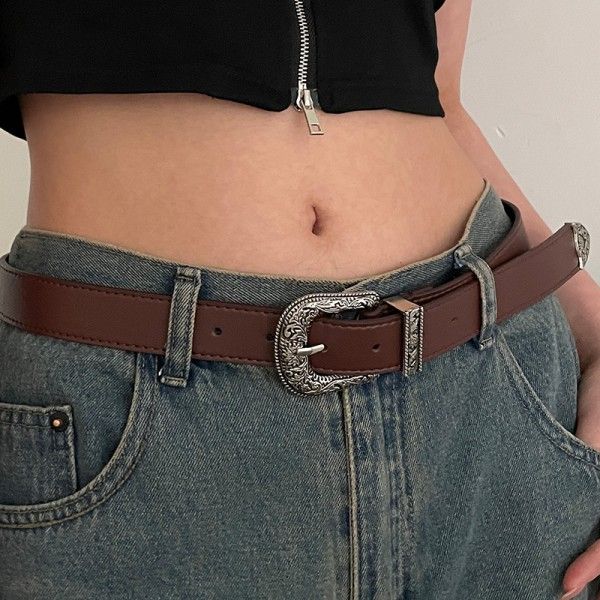 Belts  Ladies Exquisite Workmanship Classic Modern Fashion Simple Fashion Carved Retro Casual Belt