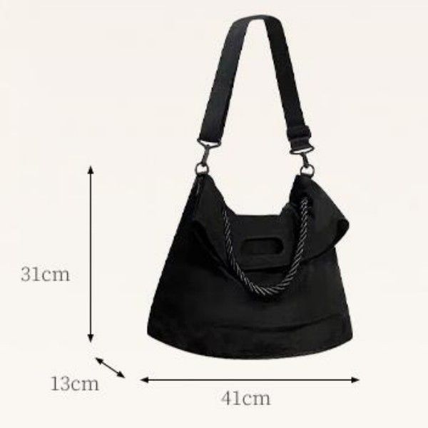 Black Nylon Single Shoulder Crossbody Large Capacity Tote Messenger Bag For Women  Shoulder Bags