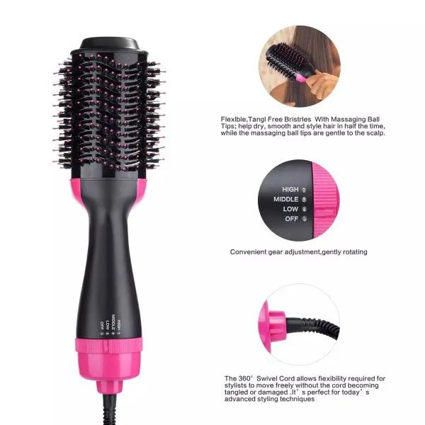 4-In-1 Hot Air Comb Multi-Functional Negative Ion Curly Straight Hair Brush  Hair Brushes