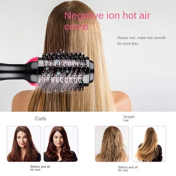 4-In-1 Hot Air Comb Multi-Functional Negative Ion Curly Straight Hair Brush  Hair Brushes