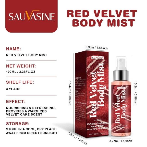 Ladies Long-Lasting Moisturizing Red Velvet Body Spray 100ml
