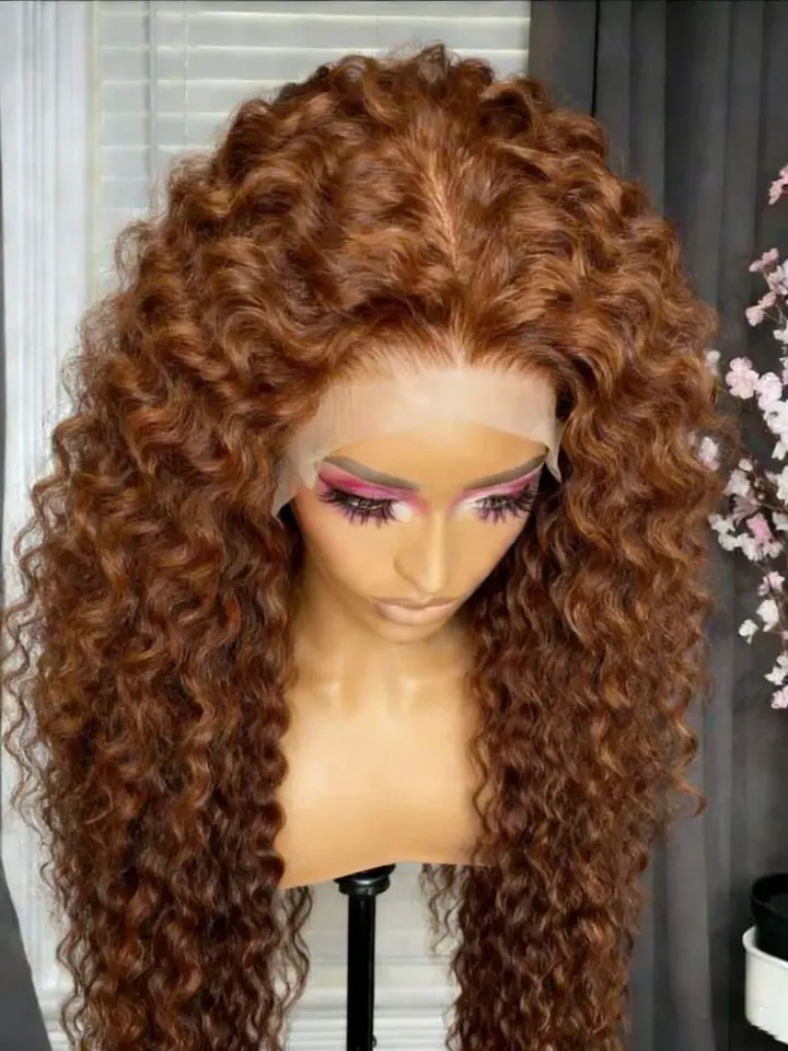 Chocolate Brown Deep Wave 13x4 HD Lace Frontal Wigs Human Hair Transparent Pre Plucked 250% Density Water Wave Lace Frontal Wigs
