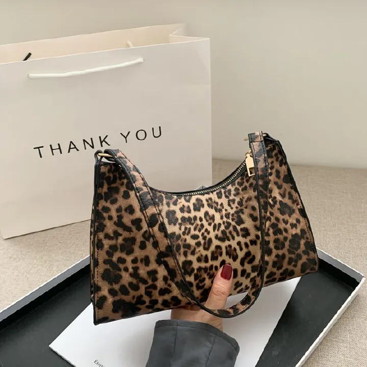 Ladies Exquisite Workmanship Shopping Commuter Leopard Print Retro Texture Single Shoulder Niche Design Bag  Shoulder Bags
