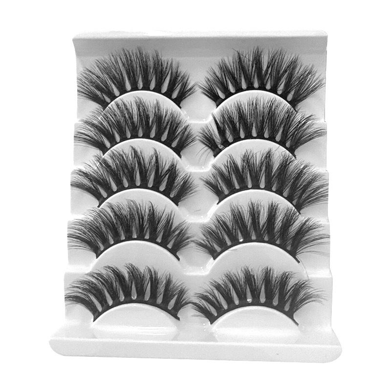 Faux Mink lashes 5 Pairs 3D Mink Lashes Volume Natural long Cross FalsMakeup one color